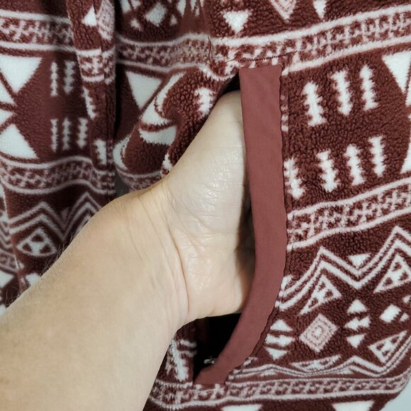 Duluth Trading Unisex Fleece Jacket Med Brown Southwestern Geometric Cozy Warm - Picture 7 of 16